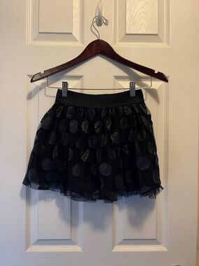 Cherokee Girls Black Polka Dot Tulle Mini Skirt